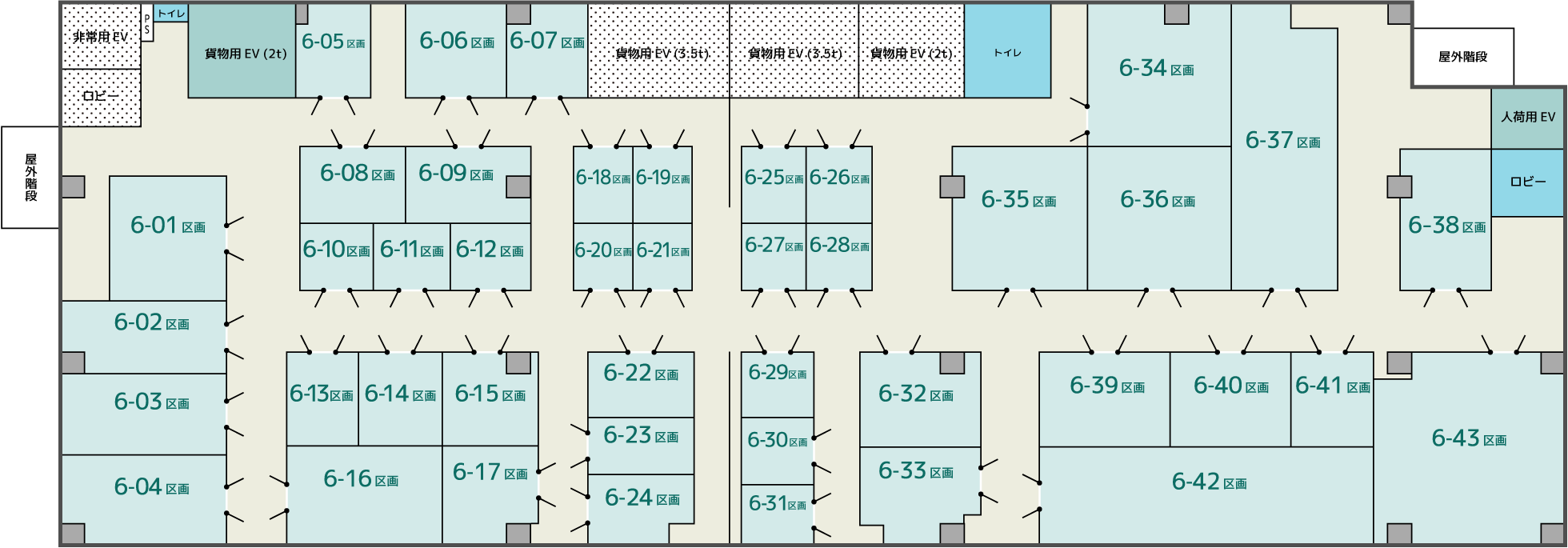 「ちょ庫っと」辰巳倉庫　6階フロア区画図